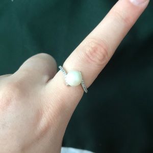 faux pearl and silver ring